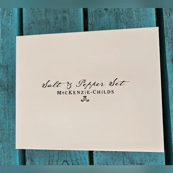 Mackenzie Childs Courtly Check Teapot Salt & Pepper Shakers - Picture 2 of 9